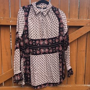 Free People Keyhole Floral Tunic/Blouse XS